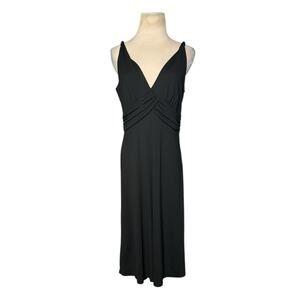 Loft black sleeveless v neck twisted straps midi dress size 8